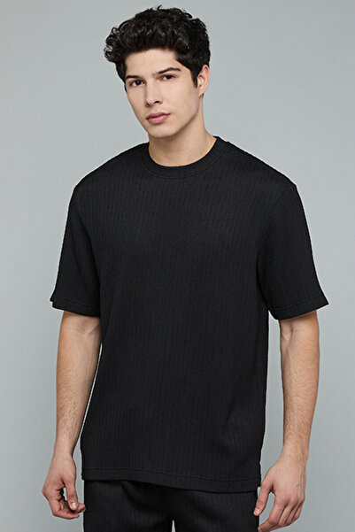 R&B Textured T-Shirt with Crew Neck and Short Sleeves