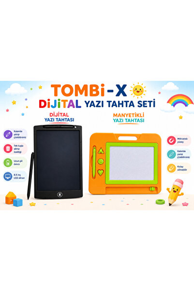 TOMBİ-X Digital Lcd Writing Board and Magnetic Magic Writing Board Set for Ki...