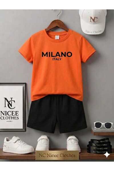 NC Nicee Clothes Summer Children's T-Shirt Shorts Unisex (Black Milan Italy P...