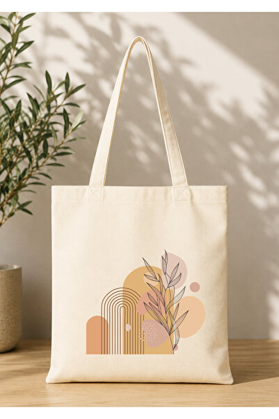 Eylül Design Vintage Boho Patterned Printed Raw Fabric Bag Organic Tote Bag
