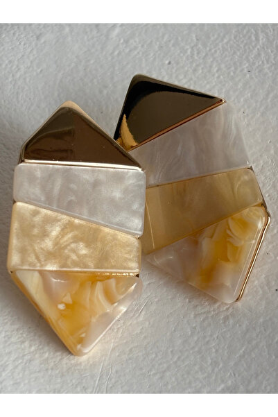 BHR AKSESUAR Yellow Enamel Earrings (3.7 cm)