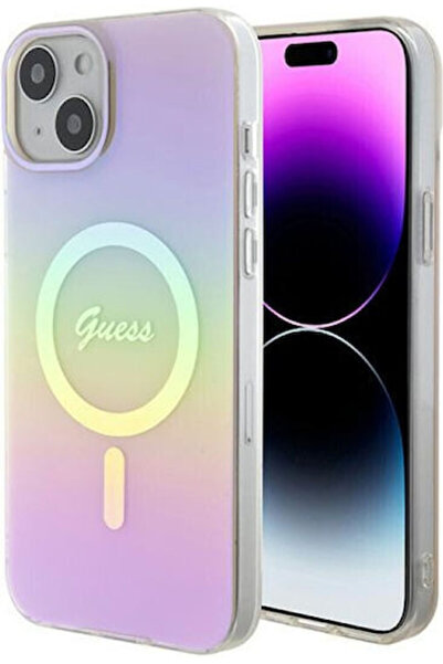 Guess Iml Ιριδίζον Πλαστικό Ροζ Πίσω Κάλυμμα Magsafe (iPhone 15 Plus) Κωδικός...