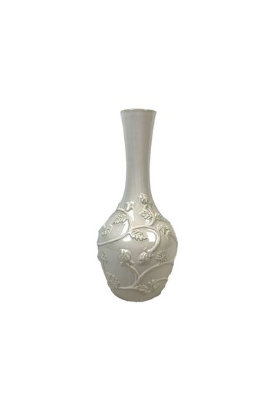 Danube Home Mirabella White Ceramic Vase 18.5x18.5x40.5cm Tall Decor Vase