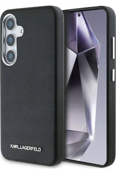 Karl Lagerfeld Saffiano Πλήρες Κάλυμμα Πλάτης Μεταλλικό Μαύρο (Galaxy S25) Κω...