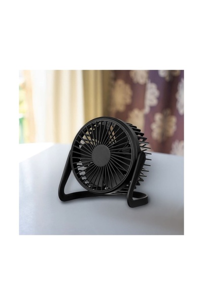 Zet Black Table Fan with USB, Ø14 cm, Compact, Ideal for Office, Home or Travel