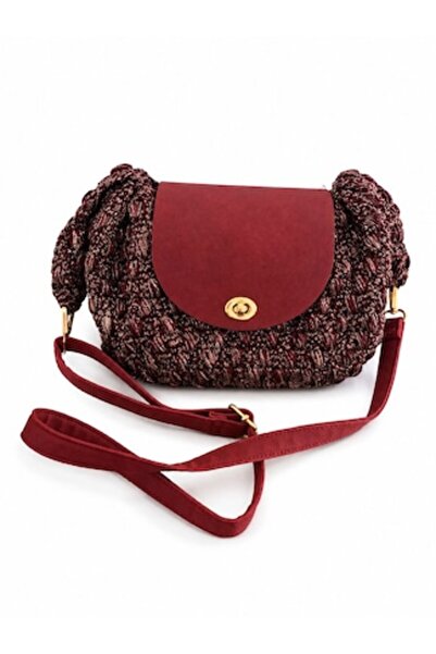 OEM Elegant, hand-crocheted bag, 30 cm X 17 cm X 17 cm, burgundy