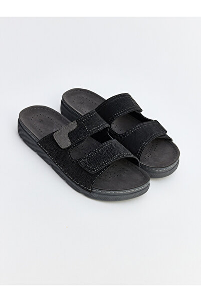 LC Waikiki Black Double-Strapped Velcro Closure Men's Slippers