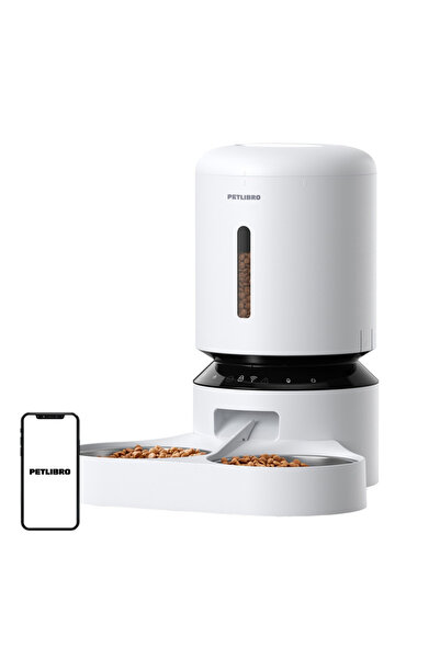 petlibro Dozator de hrană cu două boluri, cu Wi-Fi, 5L, pentru animale de com...