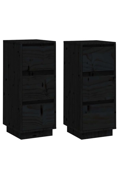 vidaxl Servante, 2 buc., negru, 32x34x75 cm, lemn masiv de pin
