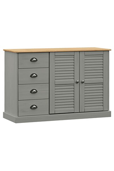 vidaxl Servantă cu sertare VIGO, gri, 113x40x75 cm, lemn masiv de pin