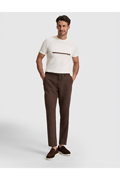 Pierre Cardin Pantaloni din pânză de in 100% Carrot Fit, maro închis 50320846...