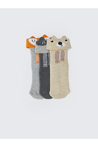 LC Waikiki Patterned Baby Boy Towel Socket Socks 3-Pack