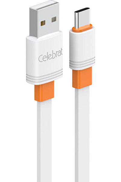 Celebrat Επίπεδο καλώδιο USB 2.0 USB-C αρσενικό - USB-A 15W Λευκό 1μ (CB-33A-...