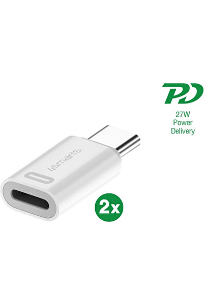 4smarts Μετατροπέας Lightning αρσενικό σε USB-C θηλυκό Λευκό 2 τεμάχια 540711