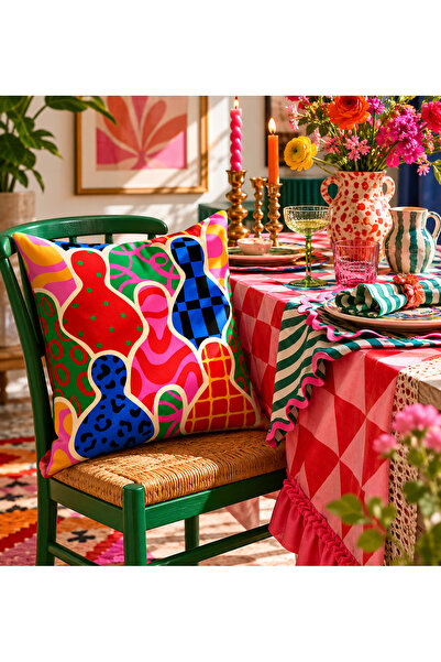 decoarstr Kırlent Kılıfı 43x43cm Çift Taraflı Baskılı Dekoratif Yastık Kılıfı...