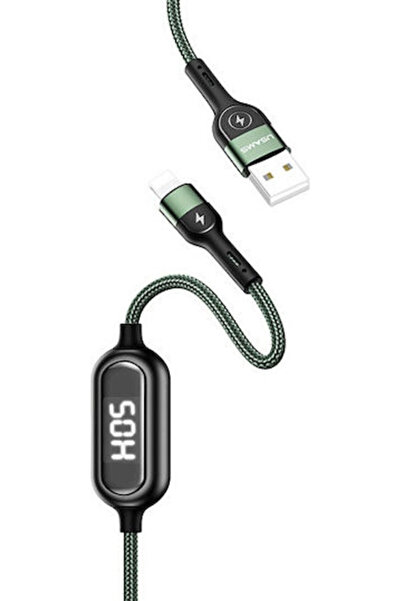 Usams SJ423 Πλεκτό / LED Καλώδιο USB-A σε Lightning Πράσινο 1.2μ
