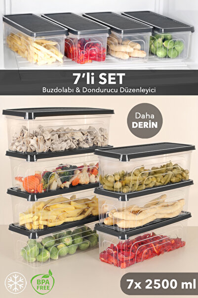 Meleni Home Set de 7 recipiente de depozitare pentru frigider - Recipient pen...