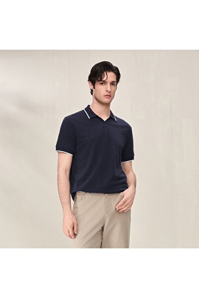 Giordano Men Regular Cotton Tencel Open Polo