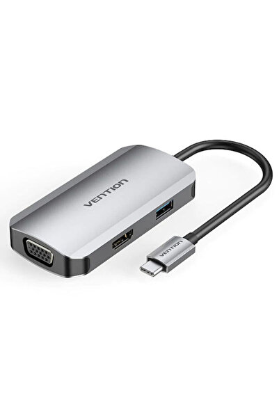 Vention Σταθμός σύνδεσης USB-C με HDMI 4K, PD και υποστήριξη για 2 οθόνες, Γκ...