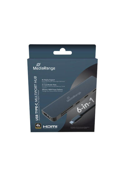 MediaRange Σταθμός σύνδεσης USB-C με HDMI 4K PD Ethernet Γκρι (MRCS519)