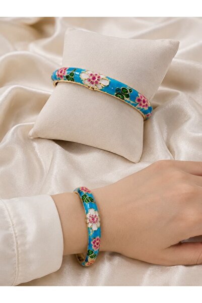 Yeblin Blue Enamel Bracelet with Clasp