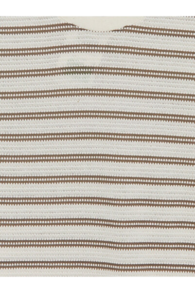LC Waikiki Beige Crew Neck Striped Men's Knitwear T-Shirt