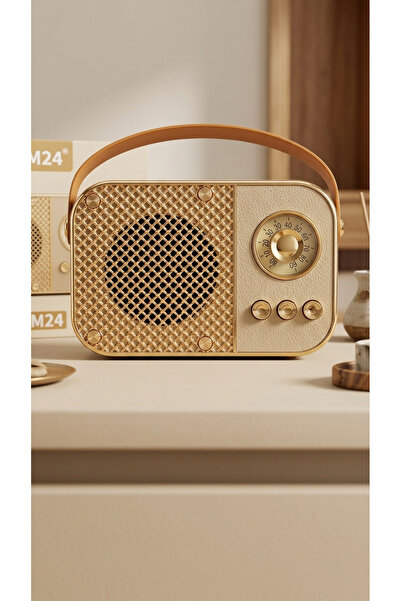 TB NB CONCEPT Nostaljik Radyo Şarjlı Bluetoothlu Kablosuz Hoparlör Retro Gold...