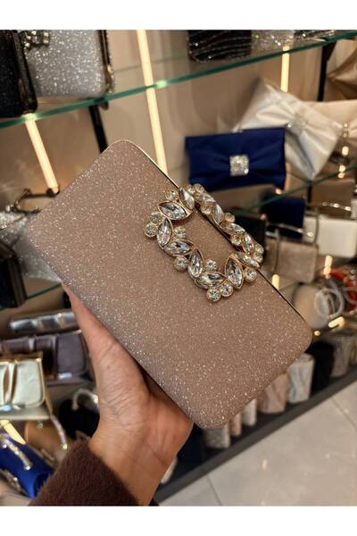Çanta Trend Women's Big Stone Look Silver Evening Dress Clutch Chain Strap Ha...