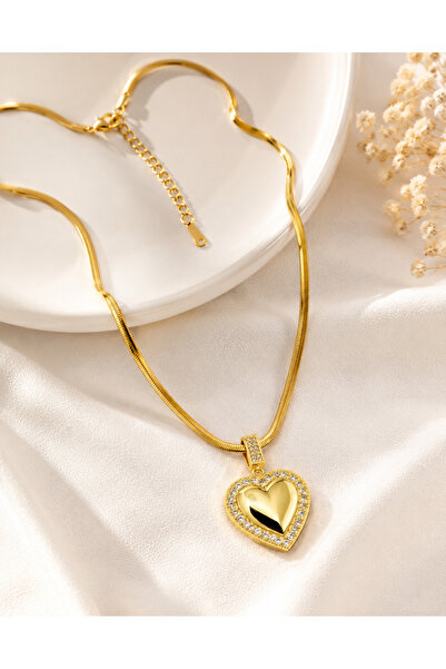 Archhazel Jewelery Heart Model Zircon Stone Steel Necklace