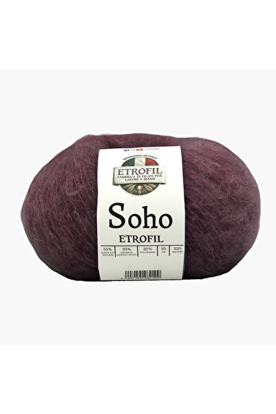 Etrofil Soho pređa za pletenje, šljiva, 55% super kid moher, 23% organska mer...