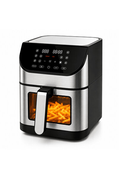 TnsAround Friteuză cu aer cald XXL 8L, 1800W, Display LCD, Fereastră de vizua...