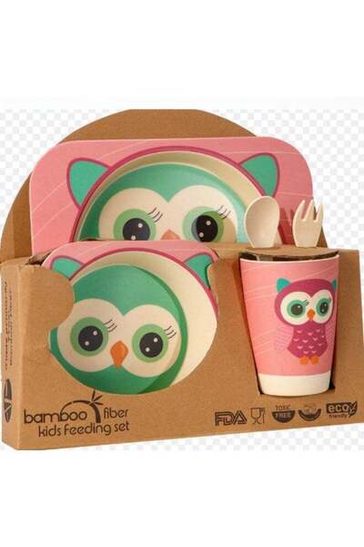 Generic Kids Dinner Set 5 pcs Carton Tableware Dish Children Bamboo Fiber Pla...
