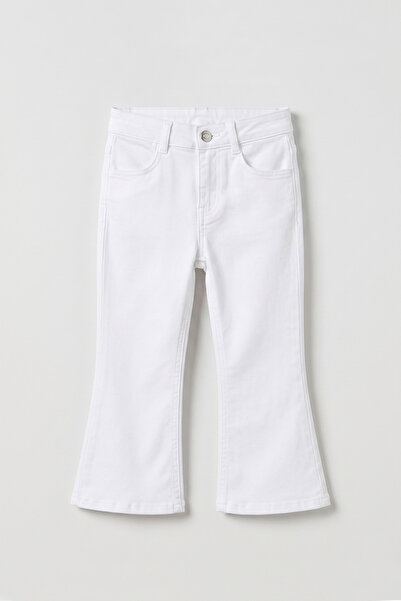 Cotton Trips İspanyol Paça Gabardin Pantolon 2-7 Yaş Beyaz