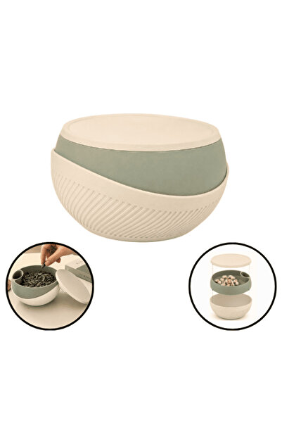 Lulu's Prints 3 in 1 bowl, for pistachios, seeds and nuts, with lid and hidde...