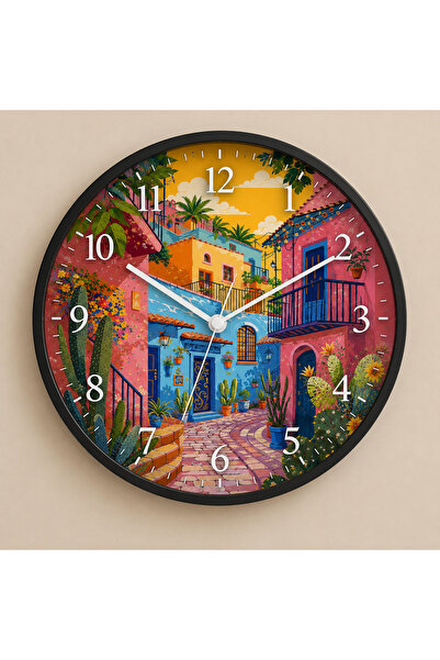 Defkay Ceas de perete din lemn, lucrat manual, colorat, cu design modern și m...