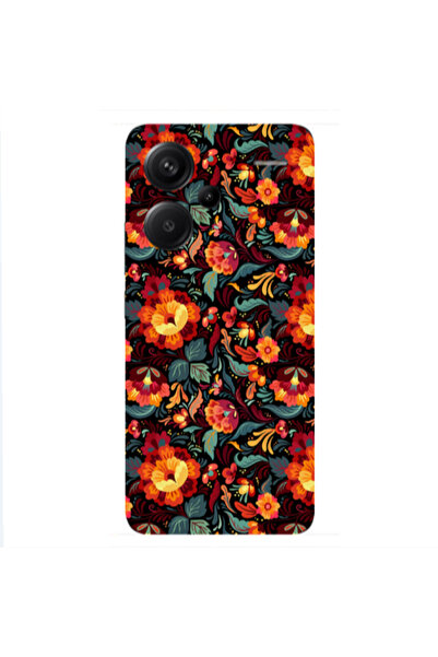 Other Xiaomi Redmi Note 13 Pro+ 5G Orange flowers Transparent Silicone TPU Θήκη