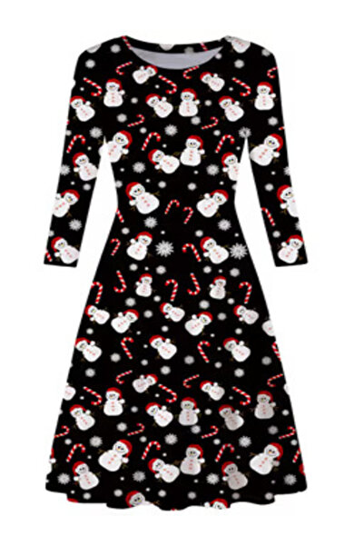 Other Women’s Christmas Midi 3/4 Sleeve Dress Funny Print – L