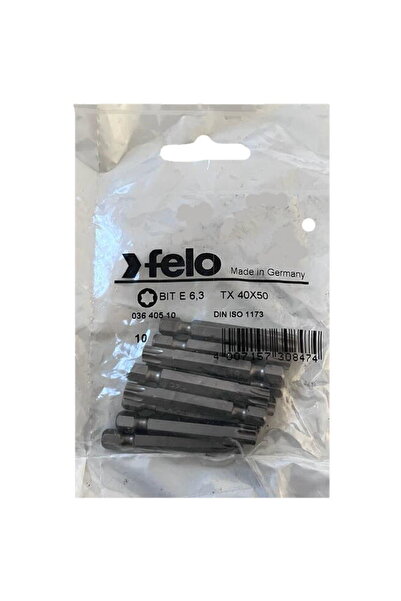 FELO Set de 10 biți Torx cu profil industrial, E6.3, TX40, 50mm