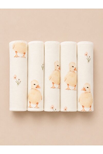 OMIYA BABY 5'li Ağız Mendili Duck Desenli 25x25 cm %100 Pamuk Yumuşak Dokulu ...
