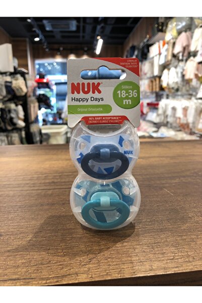 Nuk Happy Days Saklama Kutulu 2’li Silikon Emzik 18-36 ay Mavi