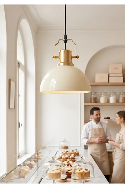 HOMİNG Denville Modern Gold Üst Detaylı Metal Sarkıt Krem