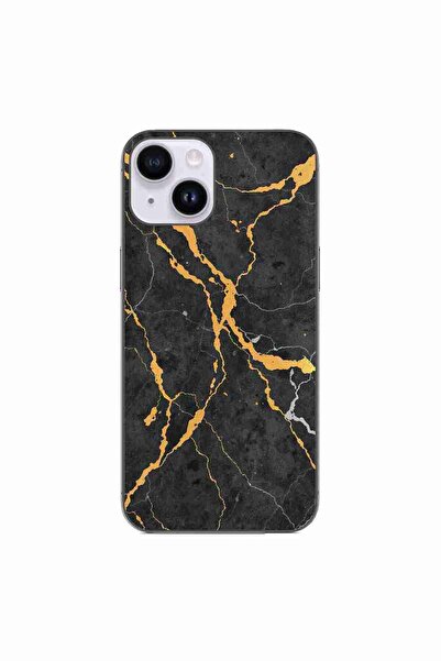 OEM Husa compatibila cu Apple iPhone 15 Silicon Gel Tpu Model Noir Gold Marble