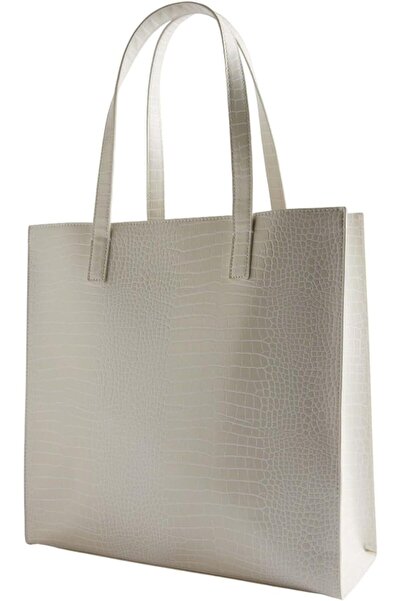 Ted Baker Large Croc-Effect Leather Tote Bag for Women, Nude Beige Color