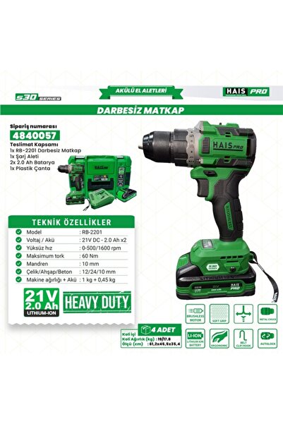Hais AKÜLÜ VİD.DARBESİZ 21V 2.0 A S30 RB-2201 HAİSPRO