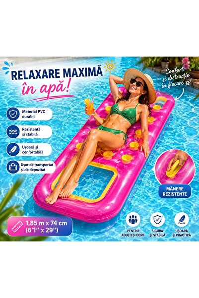 BESTWAY Saltea Gonflabilă pentru Piscină, cu Tetieră și Suporturi pentru Paha...