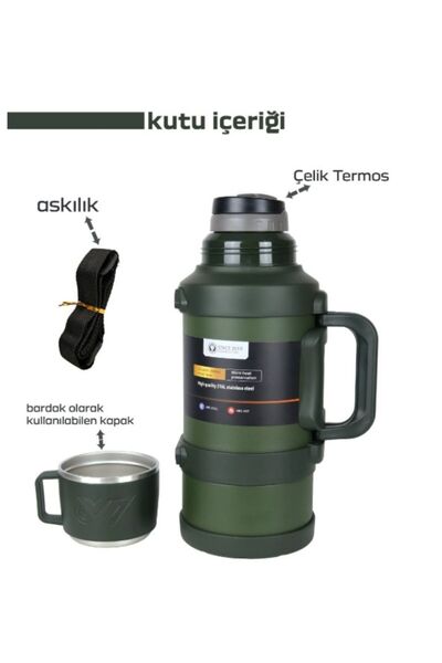 5M ZÜCCACİYE 316 Kalite Çelik 3.2 Litre TERMOS ASKILI (24SAAT SICAK 48 SAAT S...