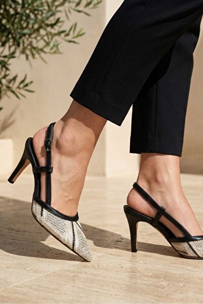 EREN SHOES BAG حذاء نسائي بكعب رفيع منسوج من القش من لاماست