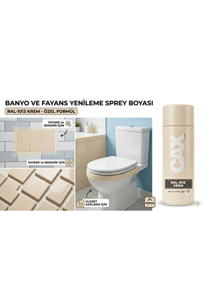 caxcolors CAX VERNİKLİ Suya Dayanıklı Banyo Fayans Klozet Yenileme Sprey Boya...