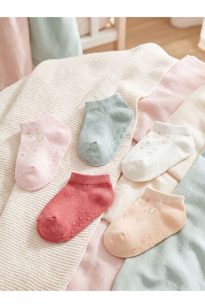 LC Waikiki Patterned Baby Girl Booties Socks Pack of 5