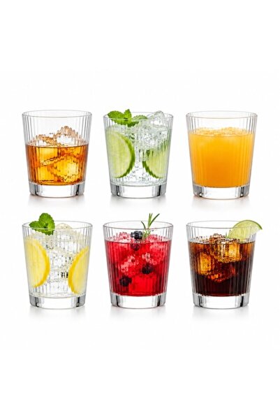 Delisoga Set 6 Pahare Delisoga, Sticla Premium, Design Striat, Pentru Whisky,...